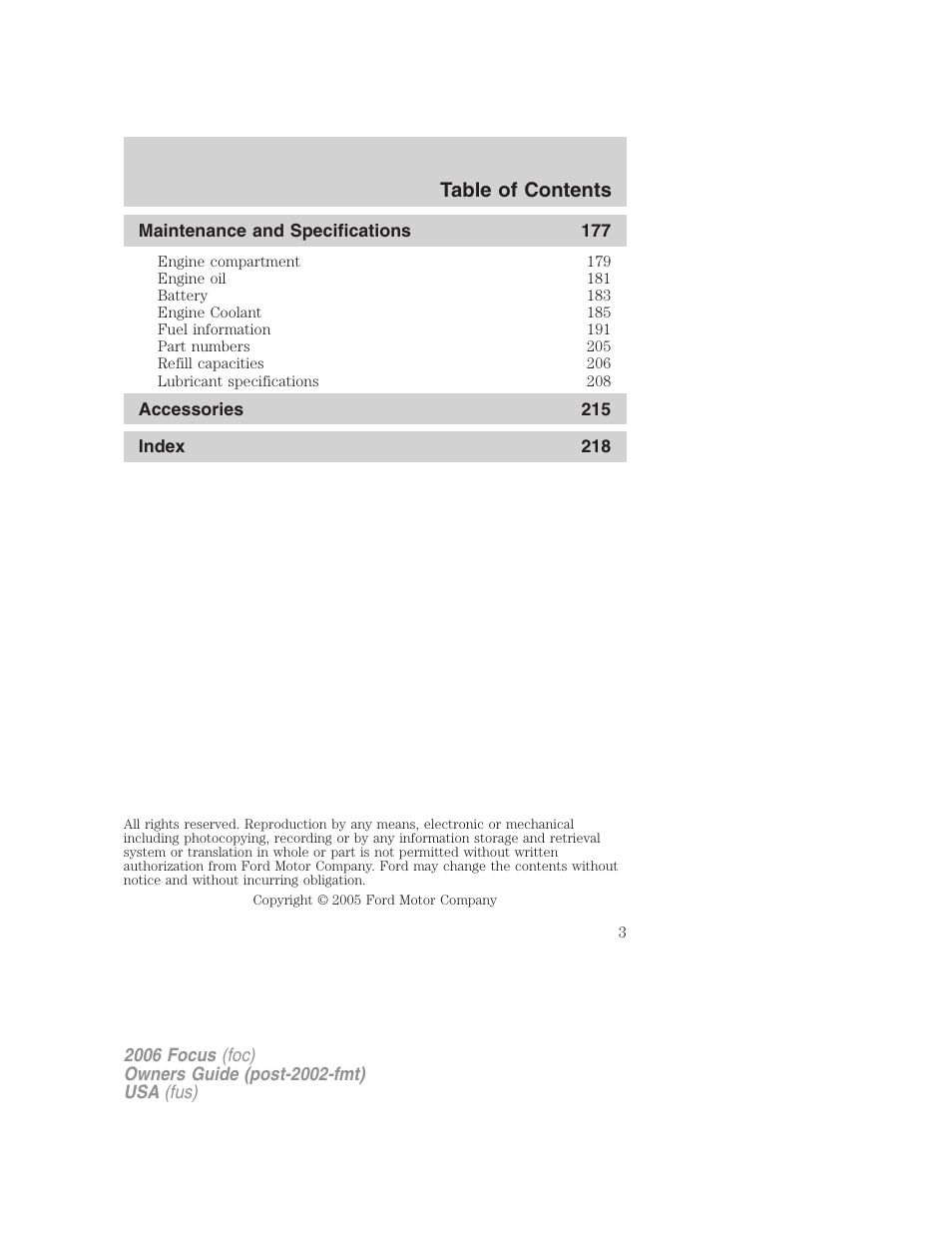 FORD 2006 Focus v.2 User Manual | Page 3 / 224