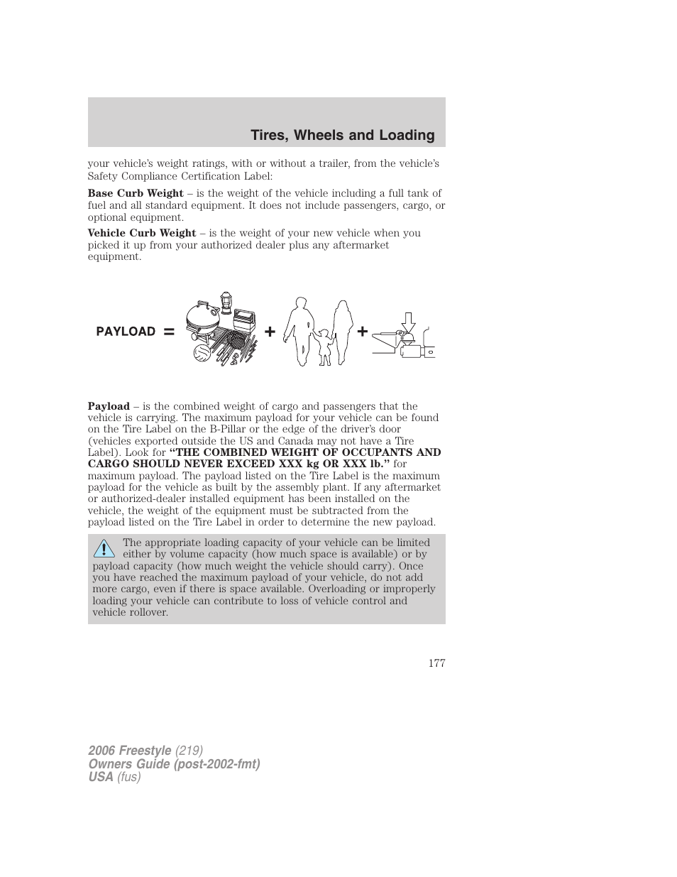 Tires, wheels and loading | FORD 2006 Freestyle v.1 User Manual | Page 177 / 288