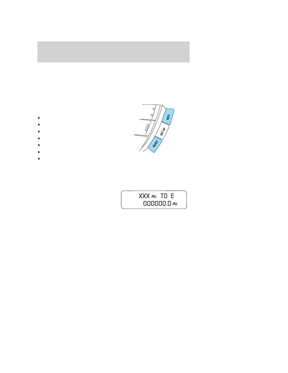 Selectable features, Reset, Info menu | Odometer/trip odometer, Distance to empty (dte), Driver controls | FORD 2006 Freestyle v.2 User Manual | Page 79 / 288