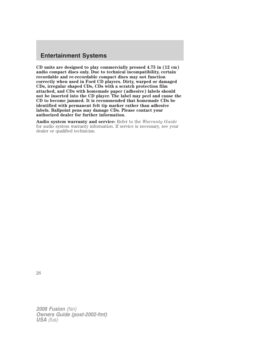 FORD 2006 Fusion v.1 User Manual | Page 26 / 264