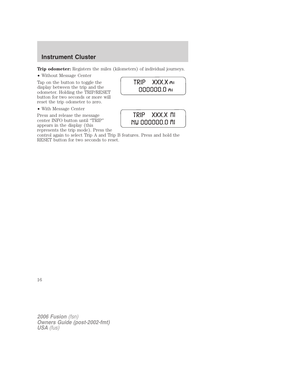 FORD 2006 Fusion v.2 User Manual | Page 16 / 264