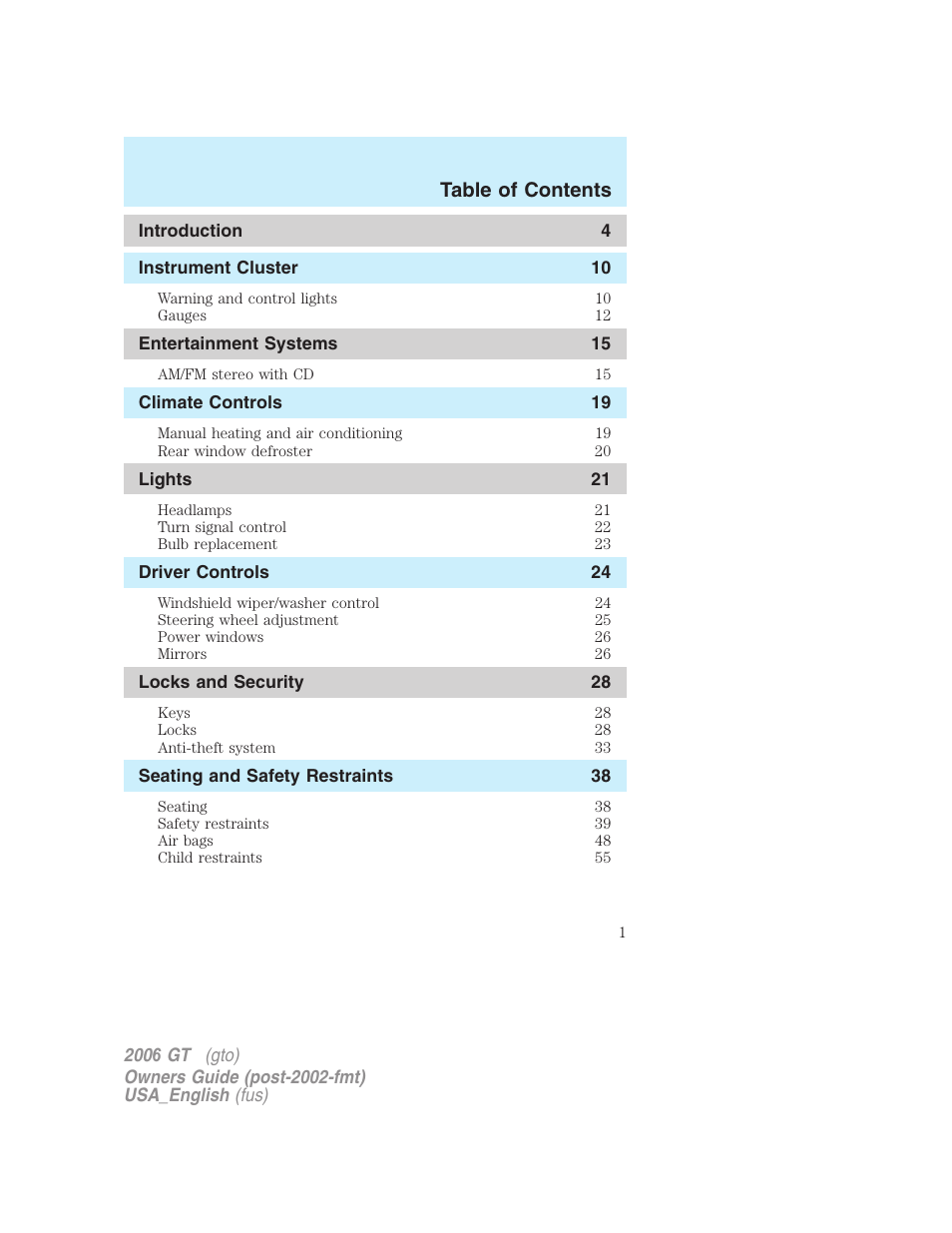 FORD 2006 GT User Manual | 200 pages