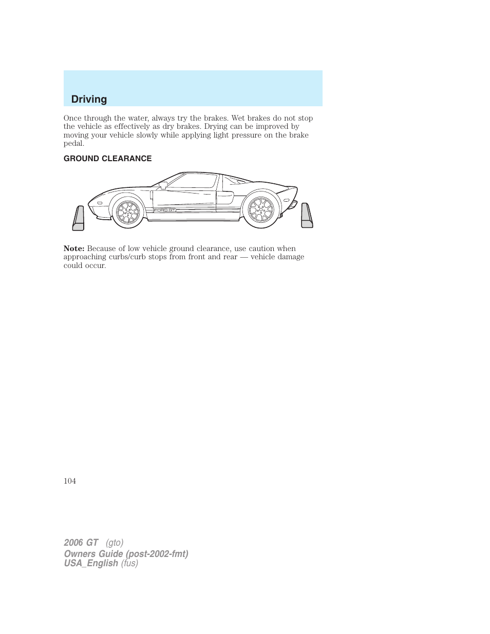 FORD 2006 GT User Manual | Page 104 / 200