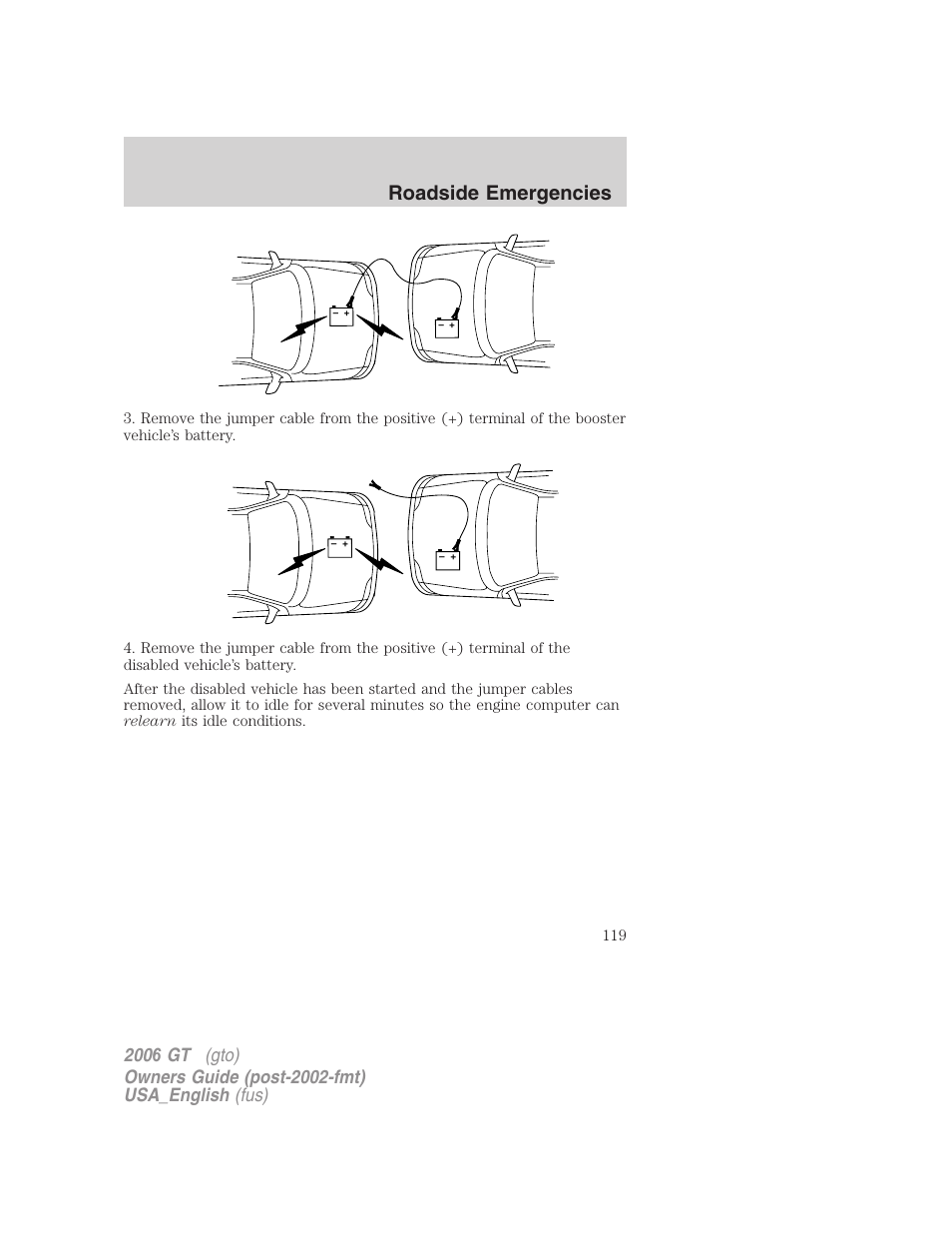 Roadside emergencies | FORD 2006 GT User Manual | Page 119 / 200