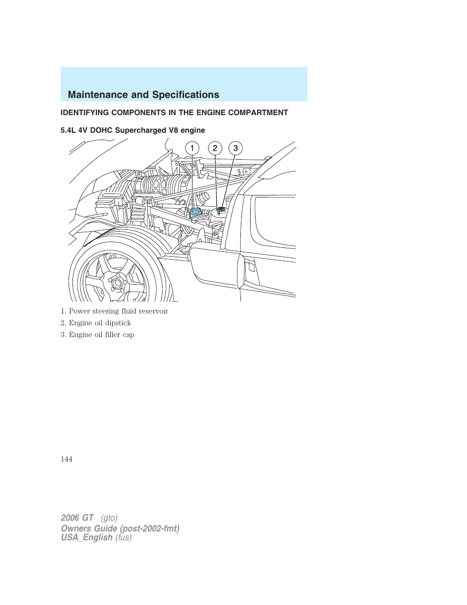 Maintenance and specifications | FORD 2006 GT User Manual | Page 144 / 200