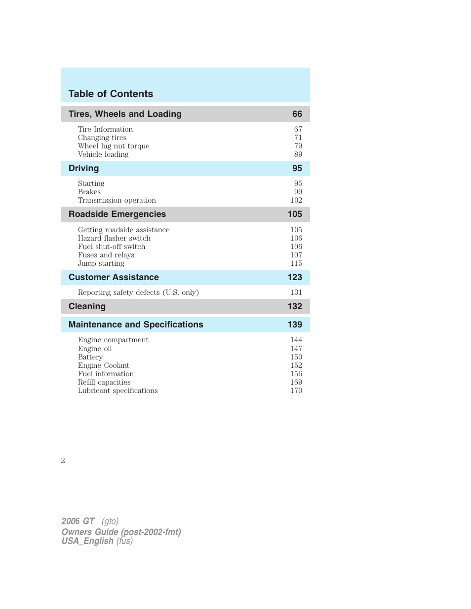 FORD 2006 GT User Manual | Page 2 / 200