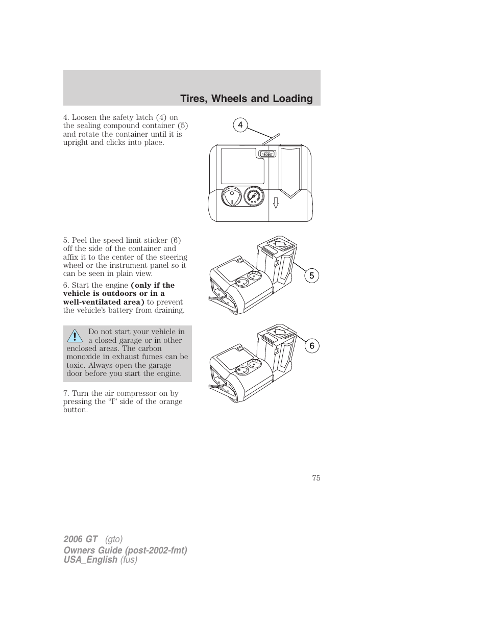 Tires, wheels and loading | FORD 2006 GT User Manual | Page 75 / 200