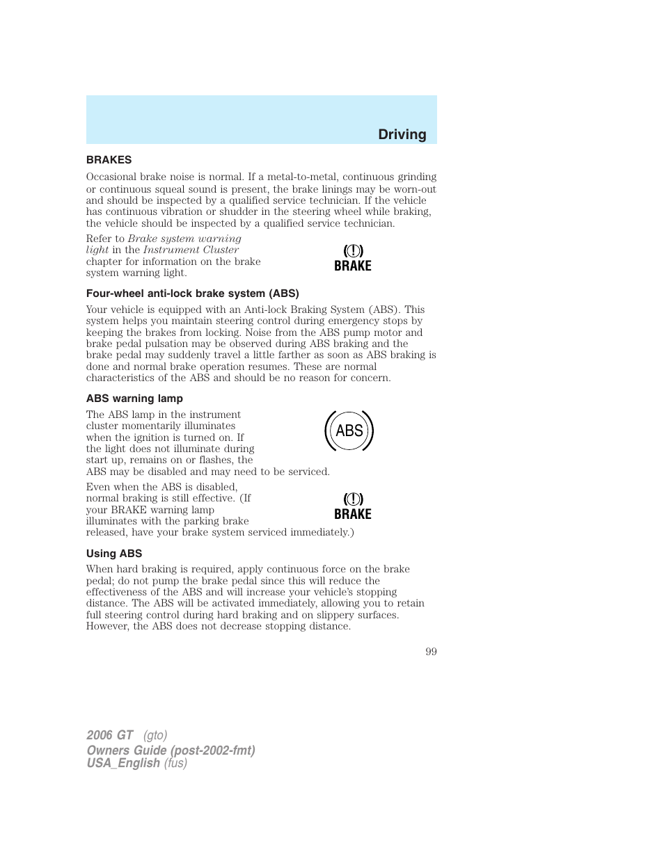 FORD 2006 GT User Manual | Page 99 / 200