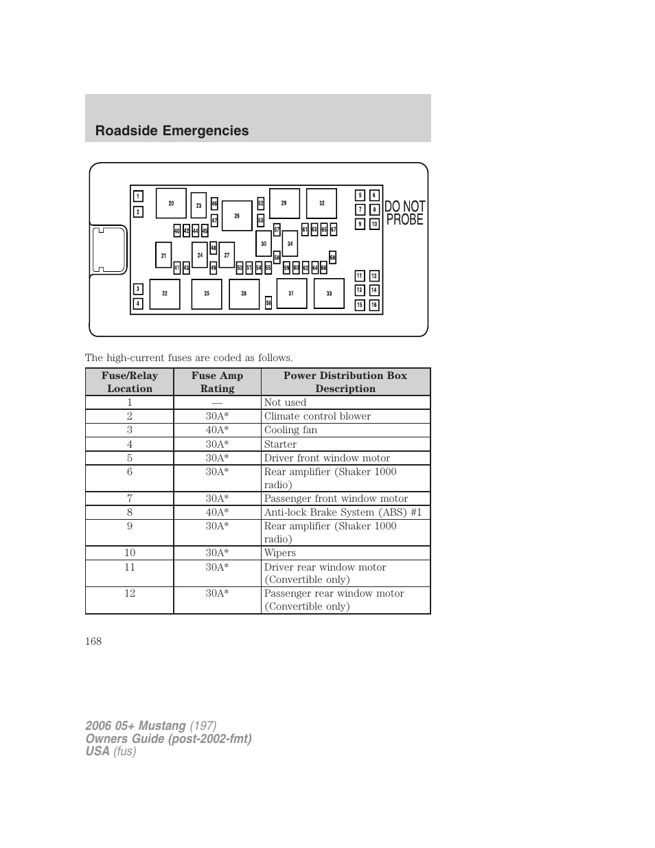 Roadside emergencies | FORD 2006 Mustang v.1 User Manual | Page 168 / 248