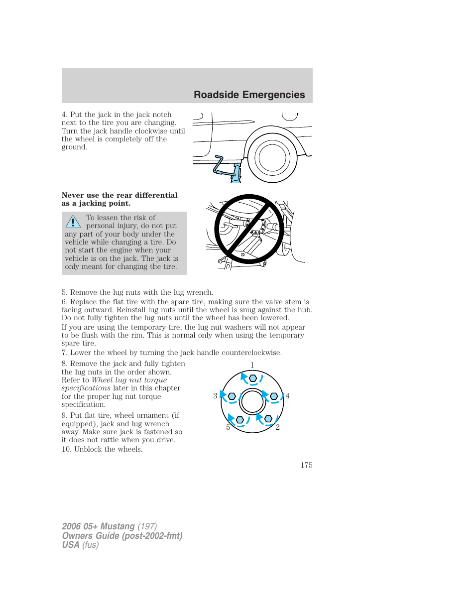 Roadside emergencies | FORD 2006 Mustang v.1 User Manual | Page 175 / 248