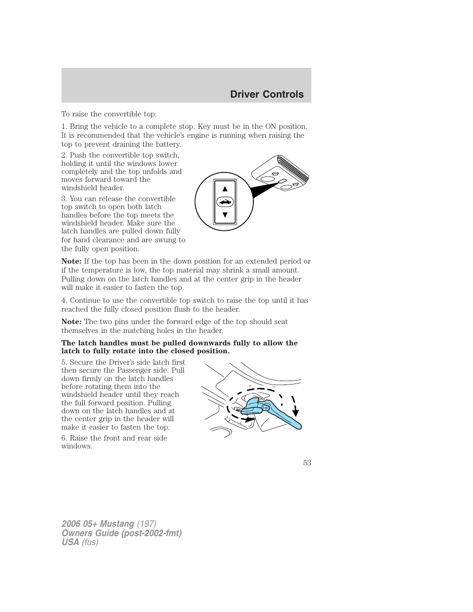 Driver controls | FORD 2006 Mustang v.1 User Manual | Page 53 / 248