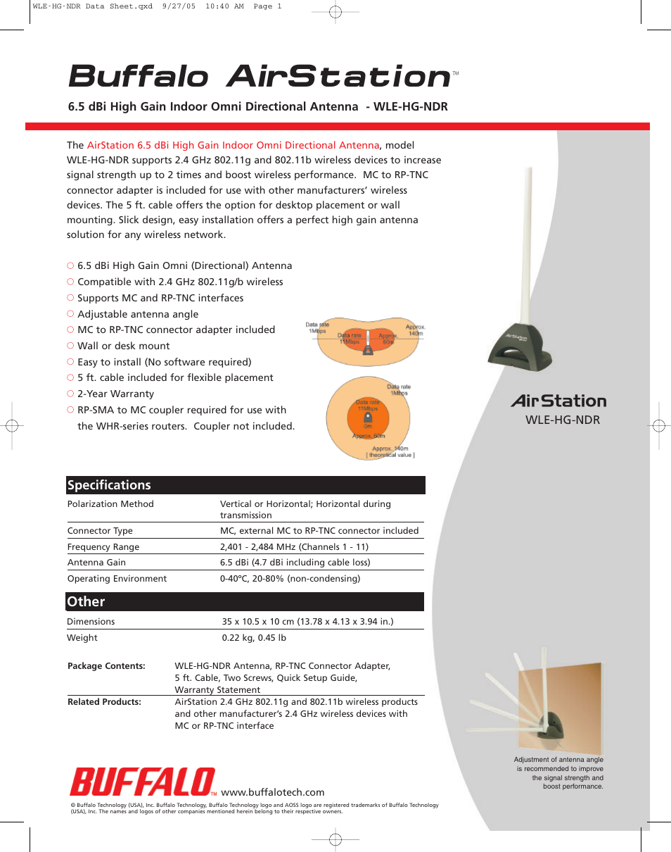 Buffalo Technology AirStation WLE-HG-NDR User Manual | 1 page