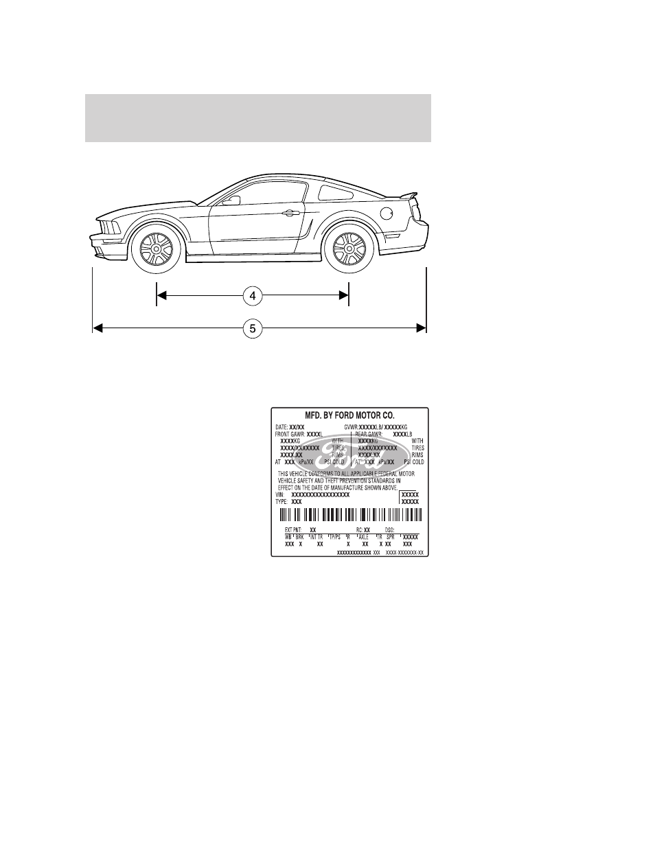 Identifying your vehicle, Safety compliance certification label, Maintenance and specifications | FORD 2006 Mustang v.2 User Manual | Page 232 / 248