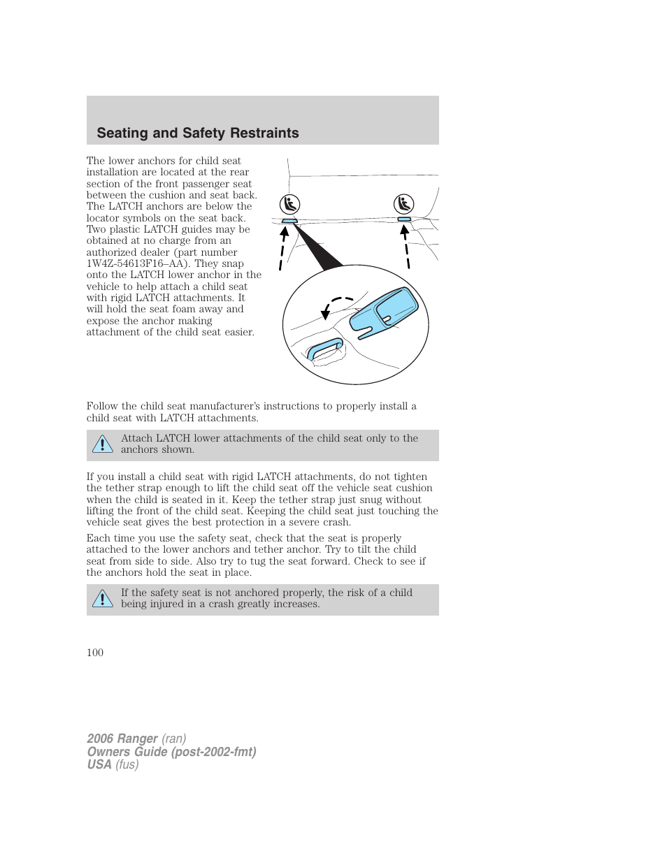 Seating and safety restraints | FORD 2006 Ranger v.1 User Manual | Page 100 / 256