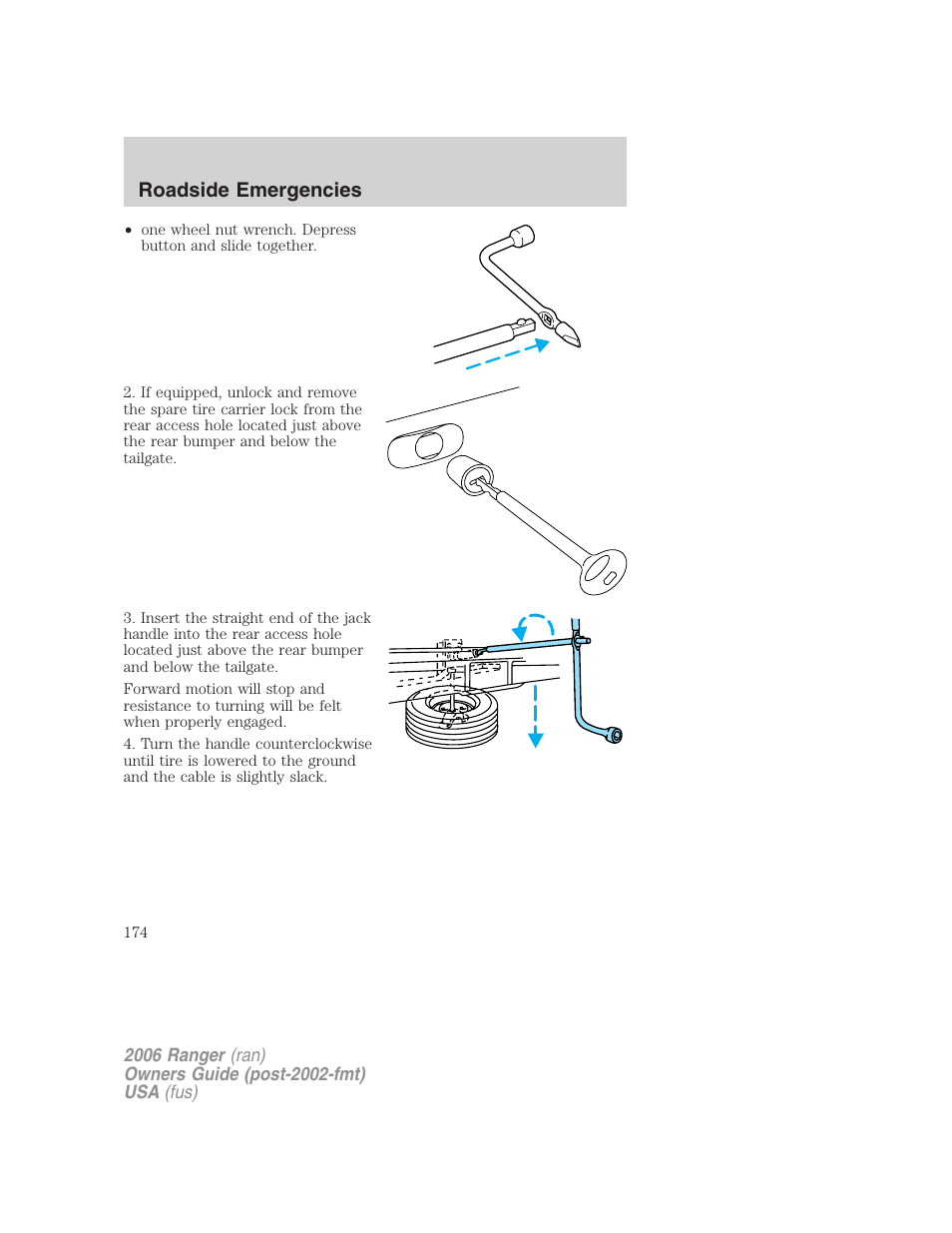 Roadside emergencies | FORD 2006 Ranger v.1 User Manual | Page 174 / 256