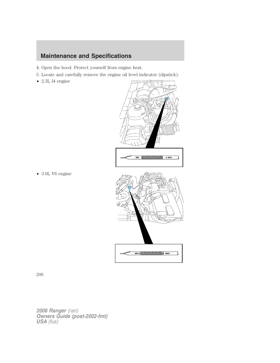 Maintenance and specifications | FORD 2006 Ranger v.1 User Manual | Page 206 / 256