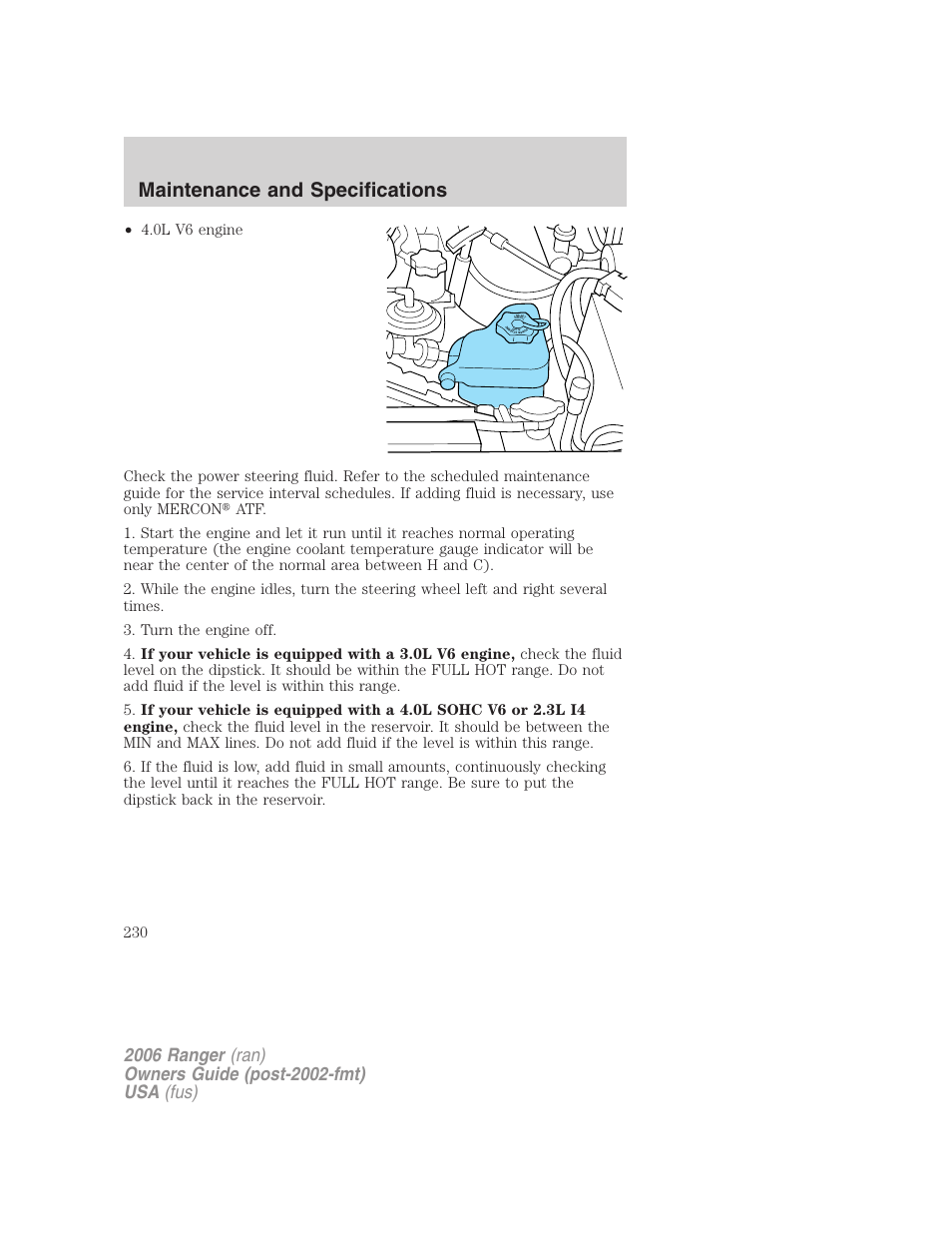 Maintenance and specifications | FORD 2006 Ranger v.1 User Manual | Page 230 / 256