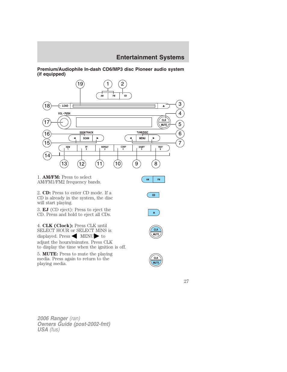 System, Entertainment systems | FORD 2006 Ranger v.1 User Manual | Page 27 / 256