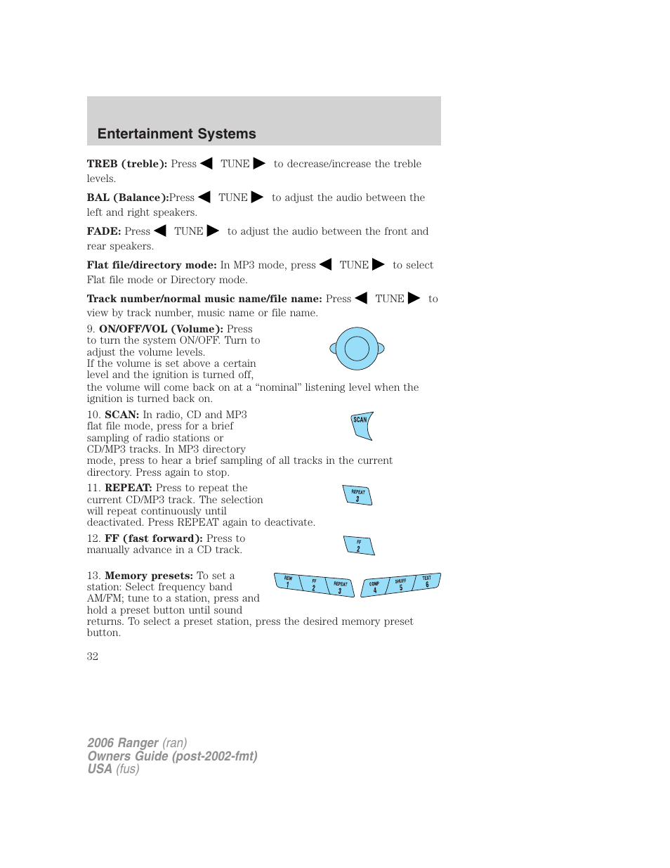Entertainment systems | FORD 2006 Ranger v.1 User Manual | Page 32 / 256