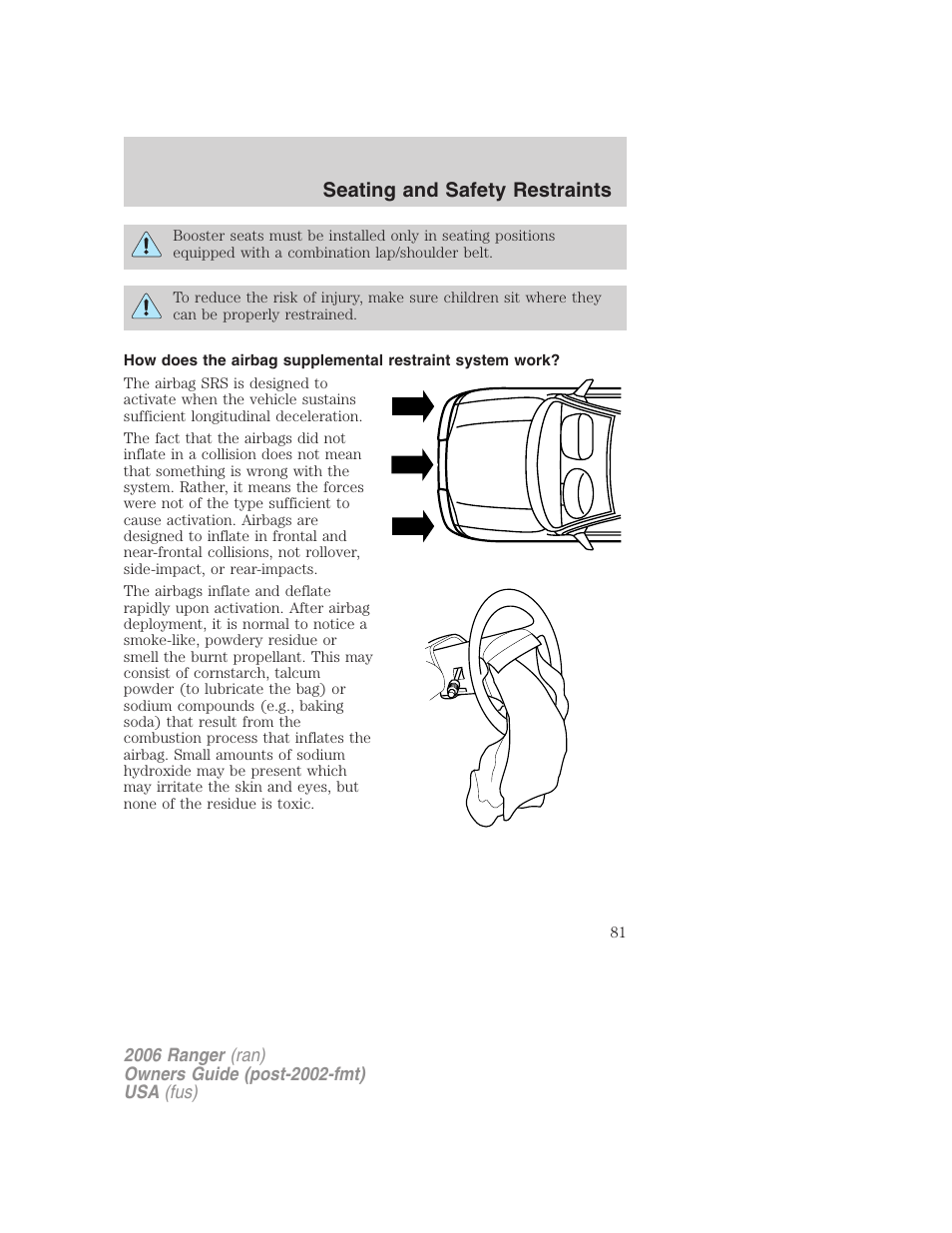 Seating and safety restraints | FORD 2006 Ranger v.1 User Manual | Page 81 / 256