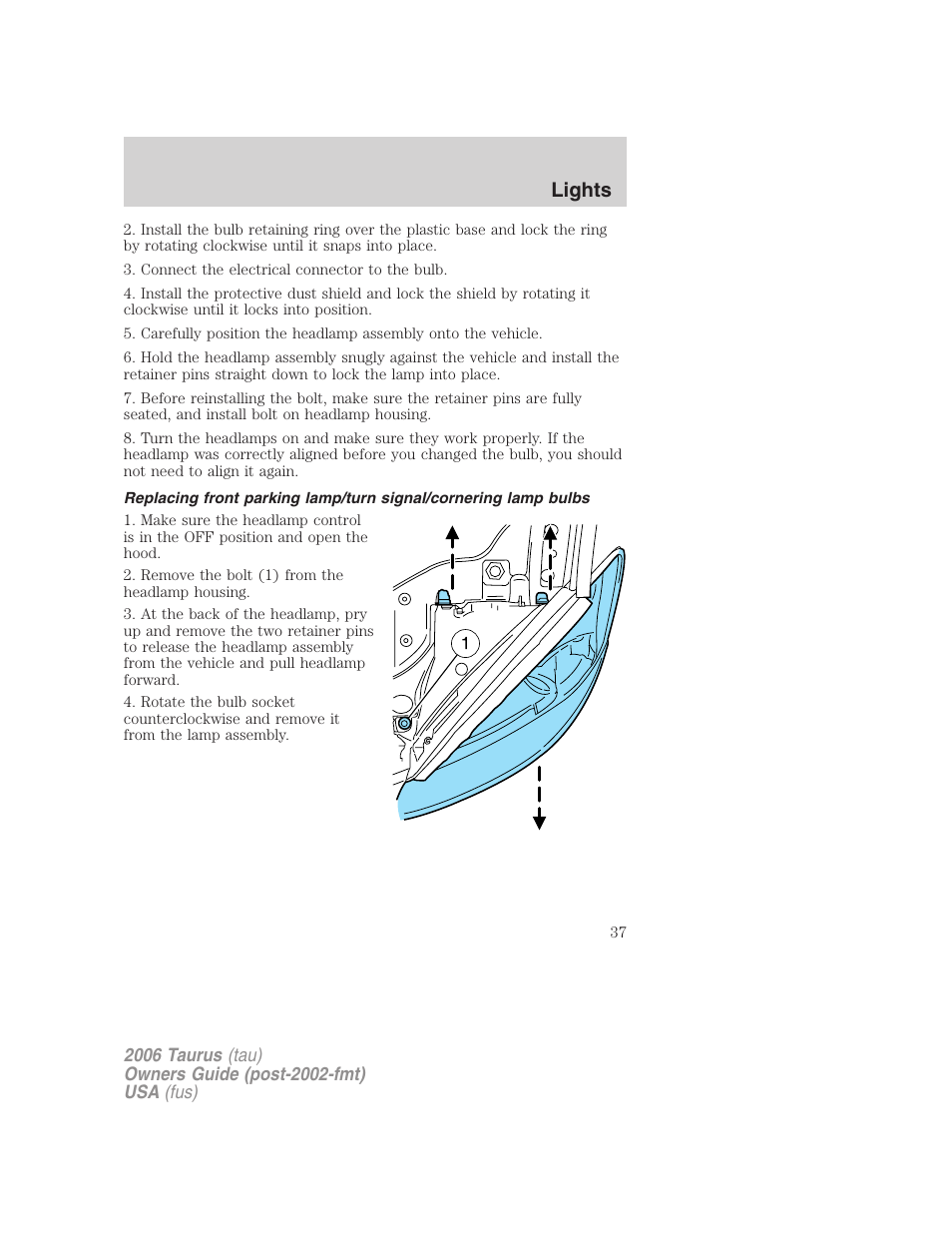 Lights | FORD 2006 Taurus User Manual | Page 37 / 232