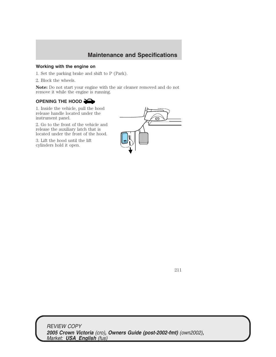 Maintenance and specifications | FORD 2005 Crown Victoria v.1 User Manual | Page 211 / 256