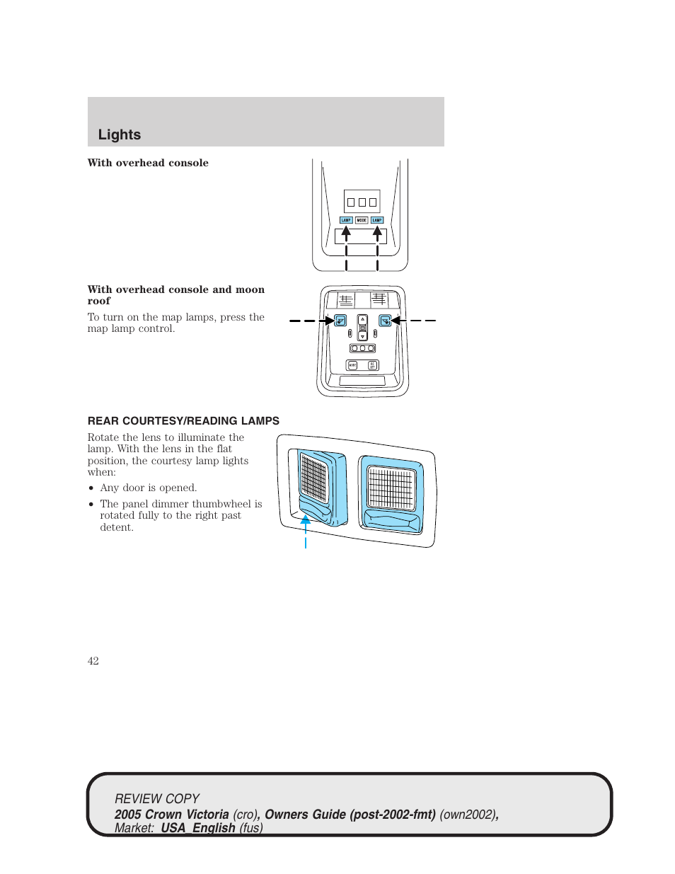 Lights | FORD 2005 Crown Victoria v.1 User Manual | Page 42 / 256