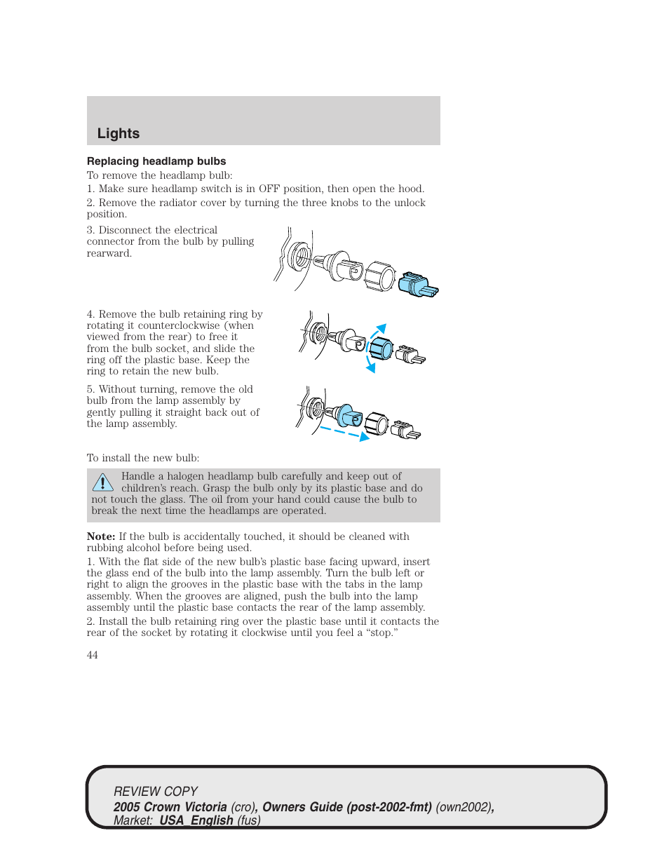 Lights | FORD 2005 Crown Victoria v.1 User Manual | Page 44 / 256