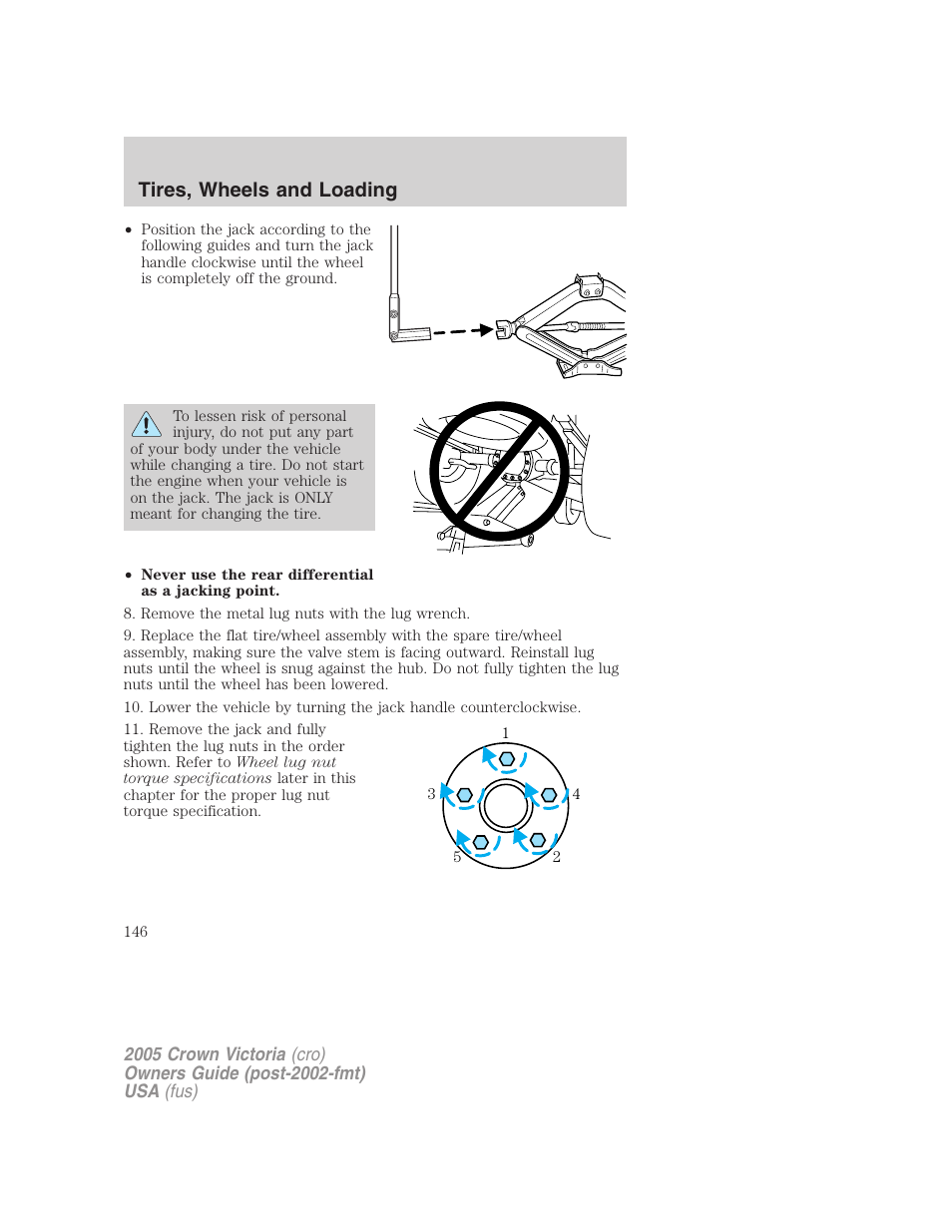 Tires, wheels and loading | FORD 2005 Crown Victoria v.3 User Manual | Page 146 / 264