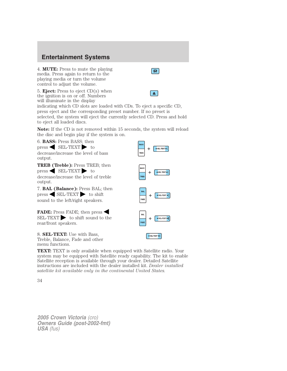 Entertainment systems | FORD 2005 Crown Victoria v.3 User Manual | Page 34 / 264