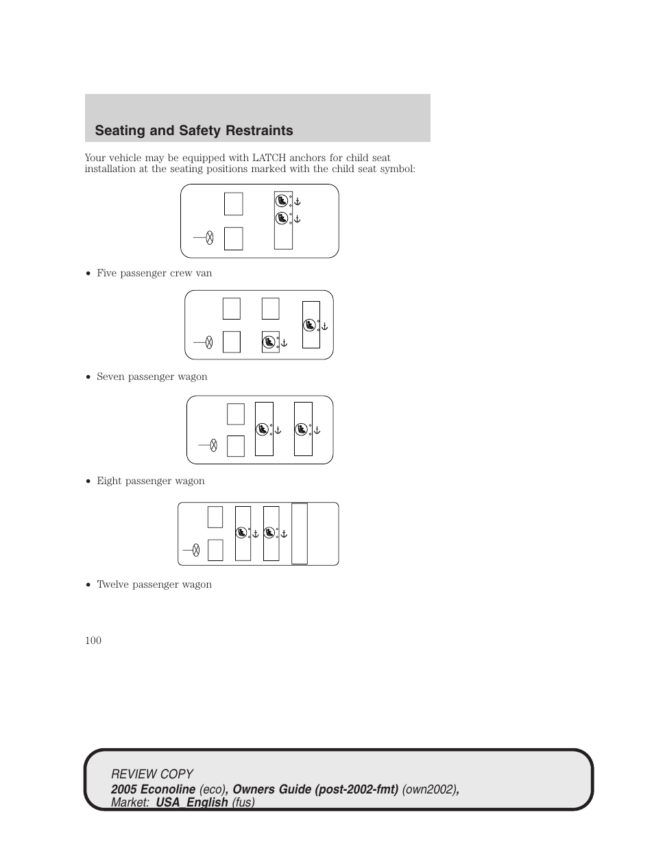 Seating and safety restraints | FORD 2005 E-450 v.1 User Manual | Page 100 / 248
