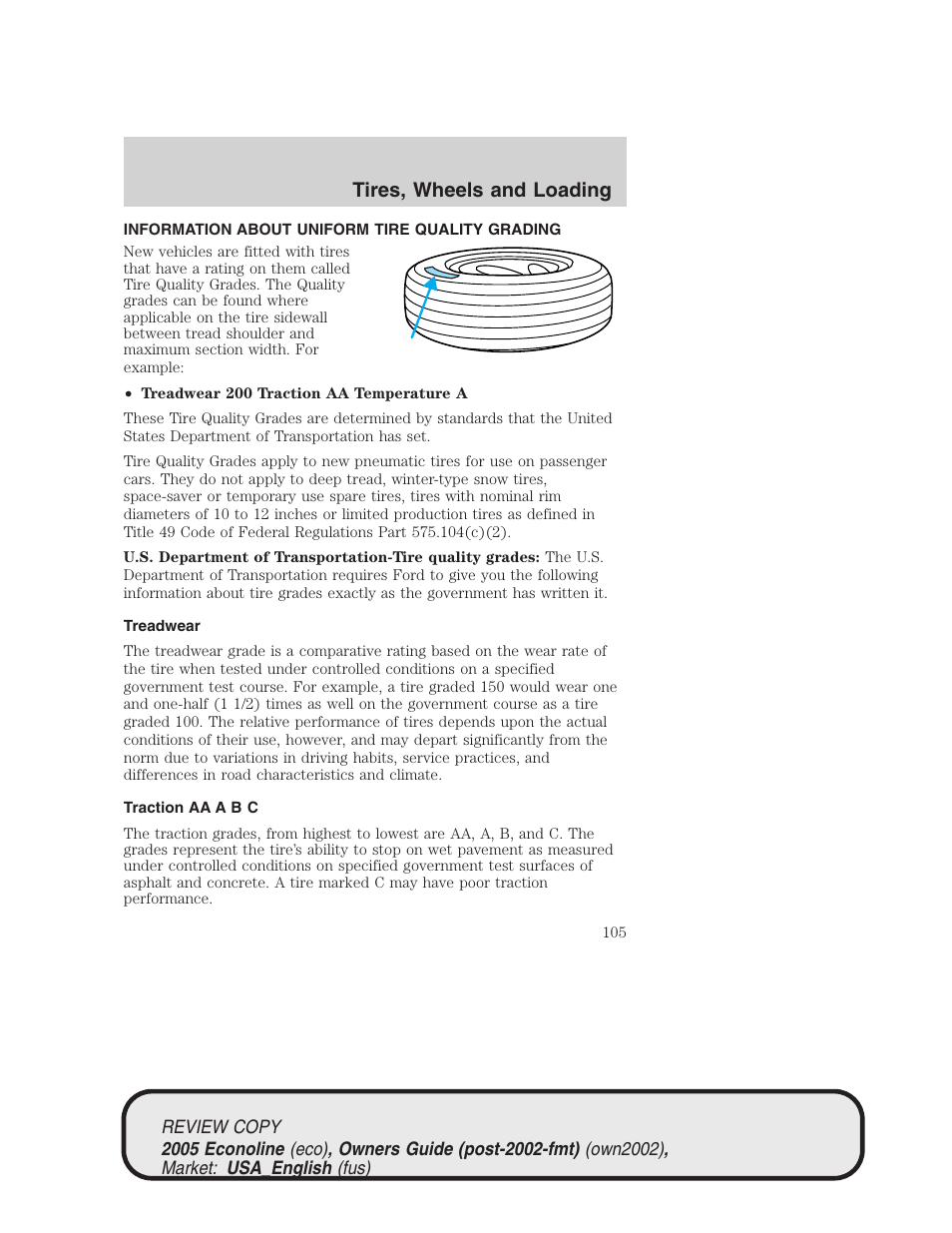 Tires, wheels and loading | FORD 2005 E-450 v.1 User Manual | Page 105 / 248