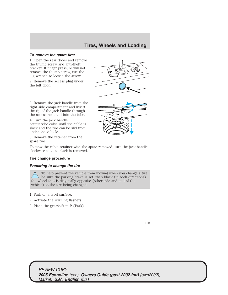 Tires, wheels and loading | FORD 2005 E-450 v.1 User Manual | Page 113 / 248