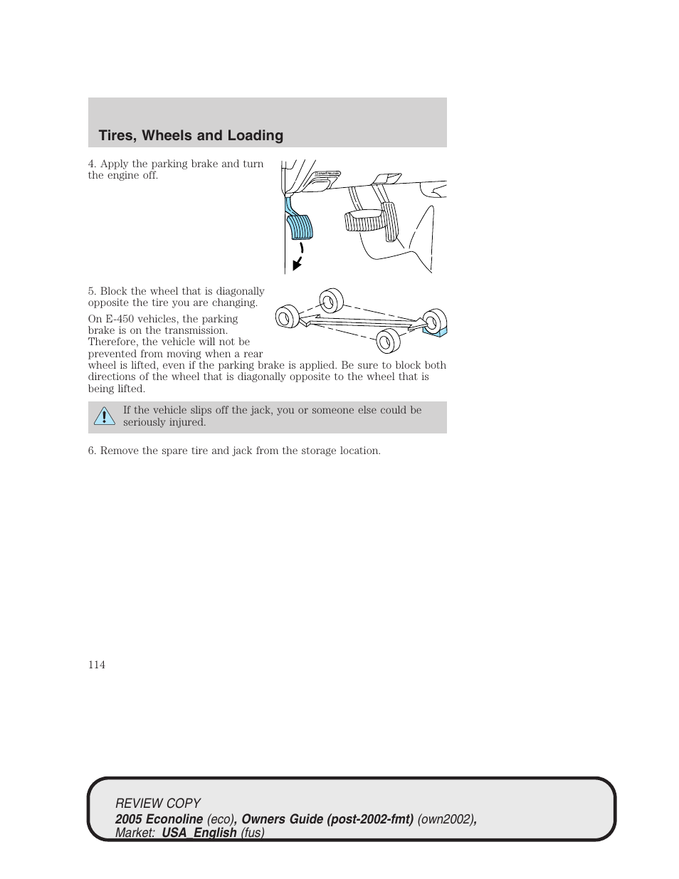 Tires, wheels and loading | FORD 2005 E-450 v.1 User Manual | Page 114 / 248