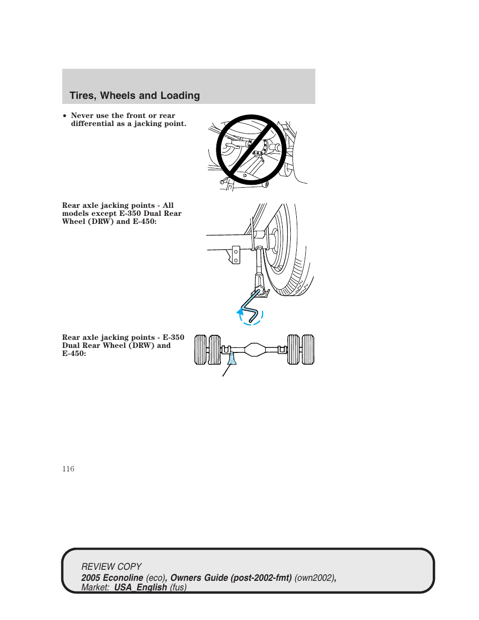 Tires, wheels and loading | FORD 2005 E-450 v.1 User Manual | Page 116 / 248
