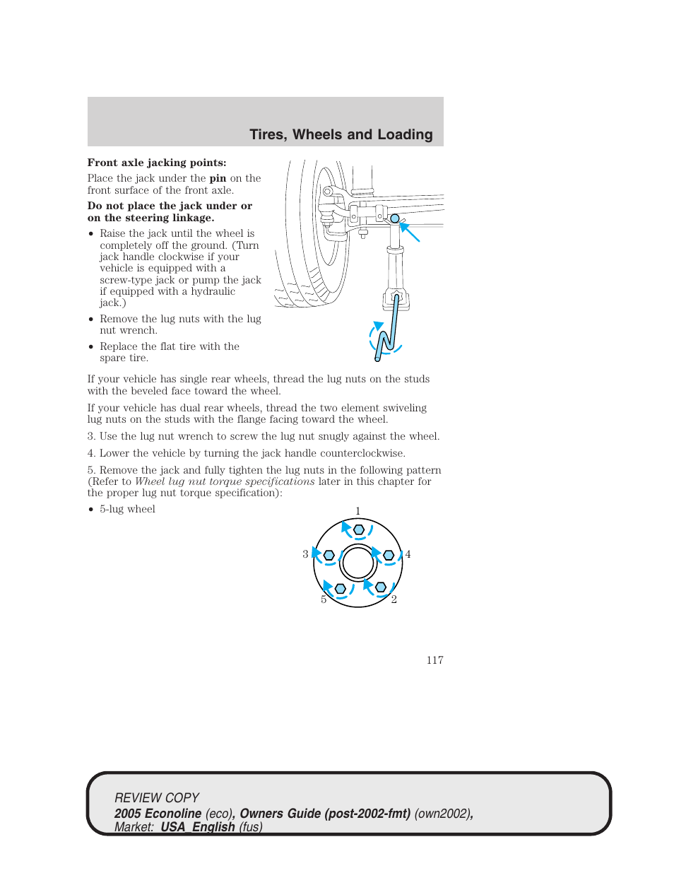 Tires, wheels and loading | FORD 2005 E-450 v.1 User Manual | Page 117 / 248