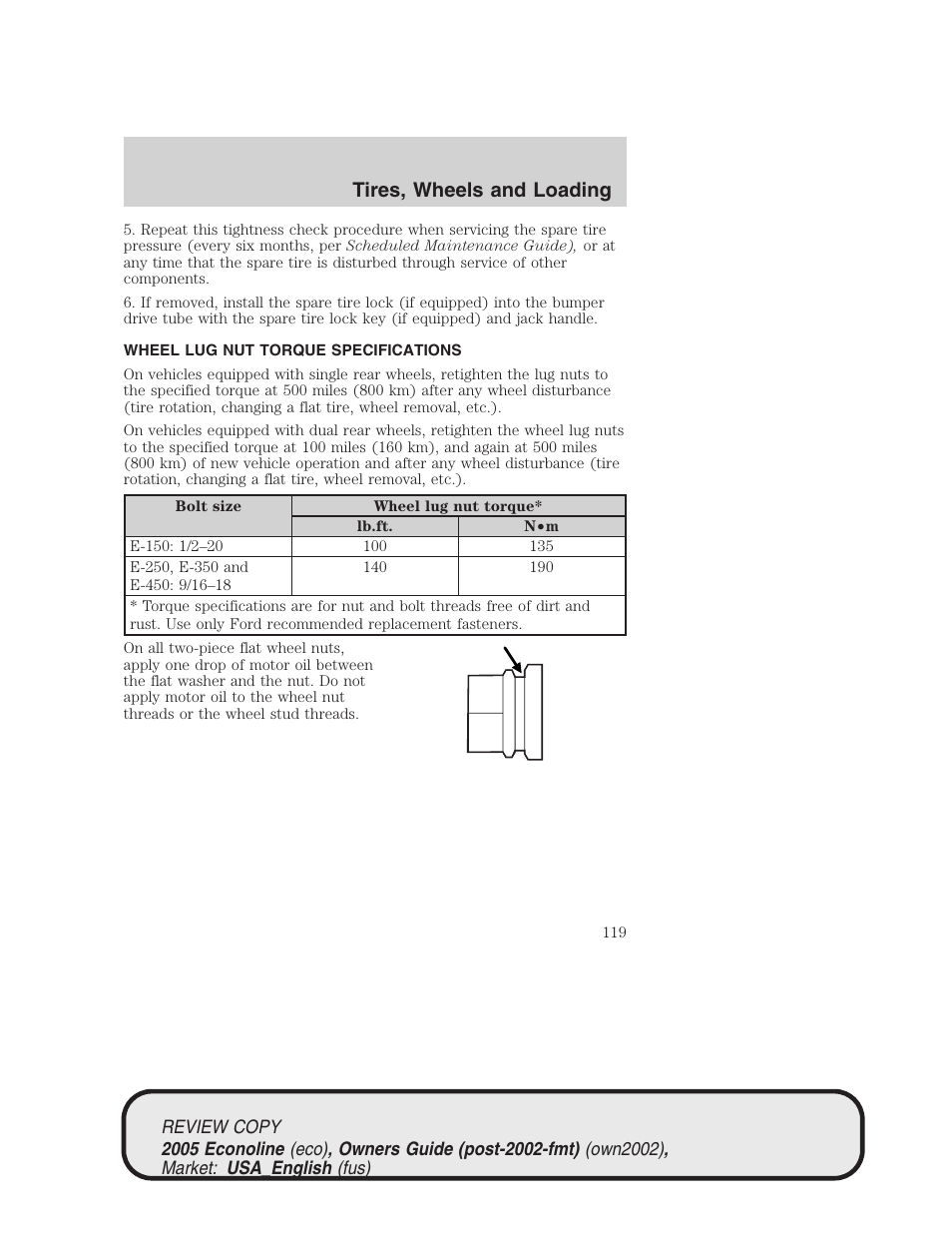 Tires, wheels and loading | FORD 2005 E-450 v.1 User Manual | Page 119 / 248