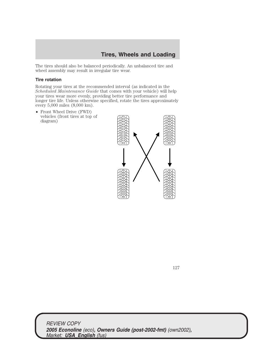 Tires, wheels and loading | FORD 2005 E-450 v.1 User Manual | Page 127 / 248