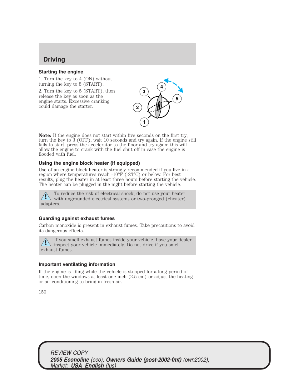 Driving | FORD 2005 E-450 v.1 User Manual | Page 150 / 248