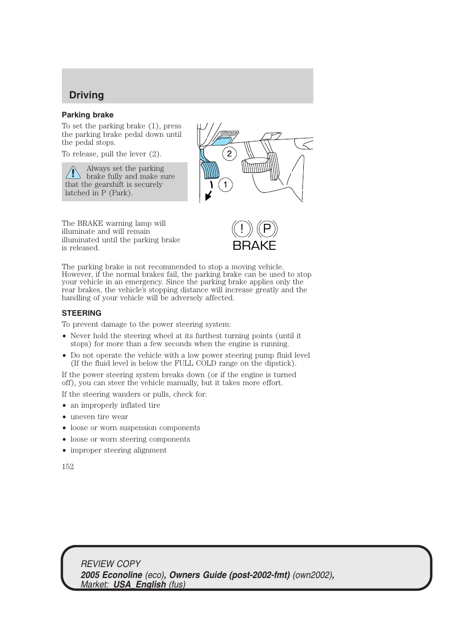 P! brake | FORD 2005 E-450 v.1 User Manual | Page 152 / 248