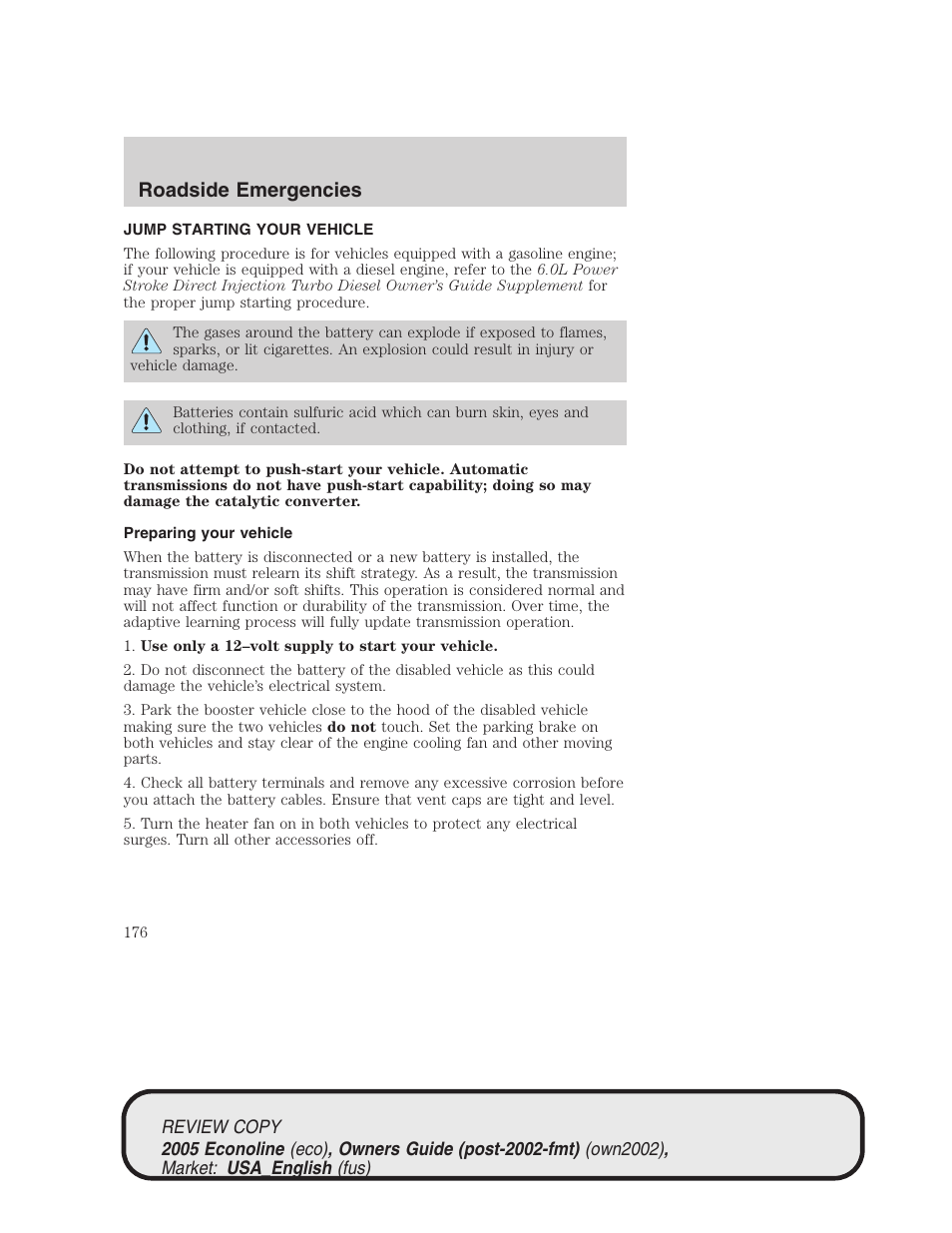 Roadside emergencies | FORD 2005 E-450 v.1 User Manual | Page 176 / 248