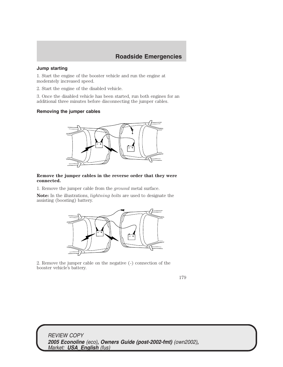 Roadside emergencies | FORD 2005 E-450 v.1 User Manual | Page 179 / 248