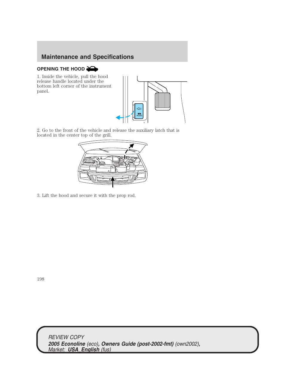 Maintenance and specifications | FORD 2005 E-450 v.1 User Manual | Page 198 / 248