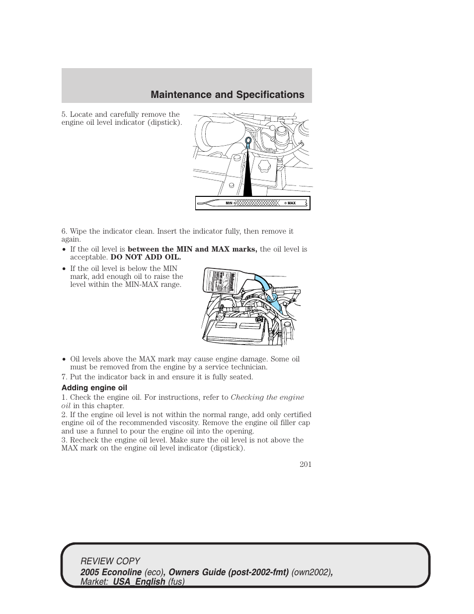 Maintenance and specifications | FORD 2005 E-450 v.1 User Manual | Page 201 / 248