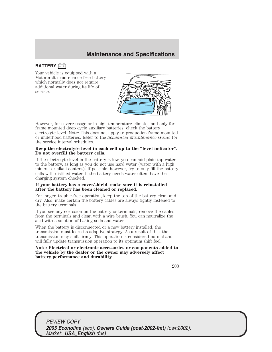 Maintenance and specifications | FORD 2005 E-450 v.1 User Manual | Page 203 / 248