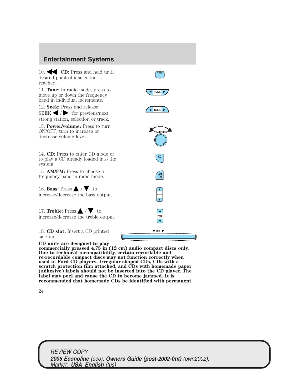 Entertainment systems | FORD 2005 E-450 v.1 User Manual | Page 24 / 248