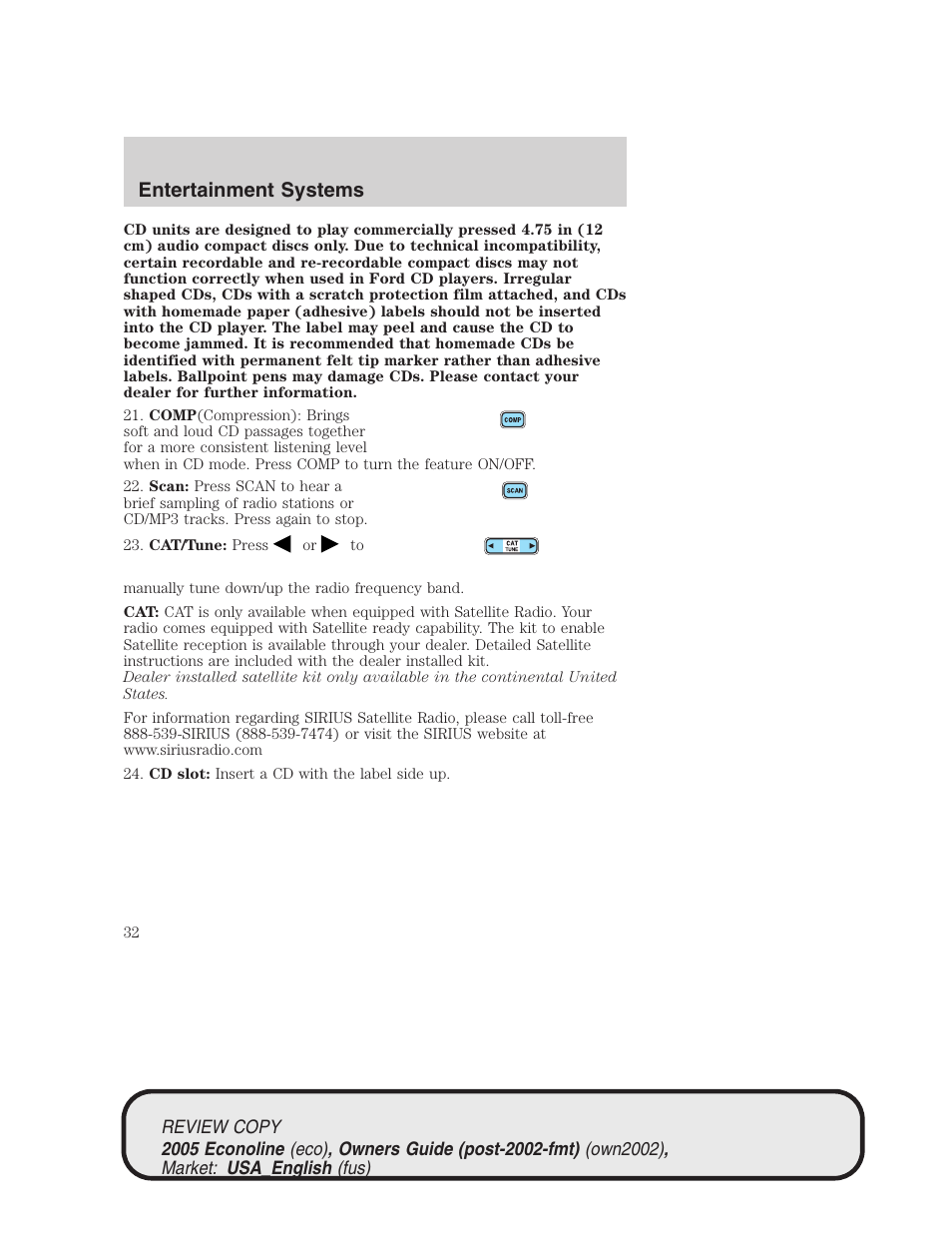 Entertainment systems | FORD 2005 E-450 v.1 User Manual | Page 32 / 248