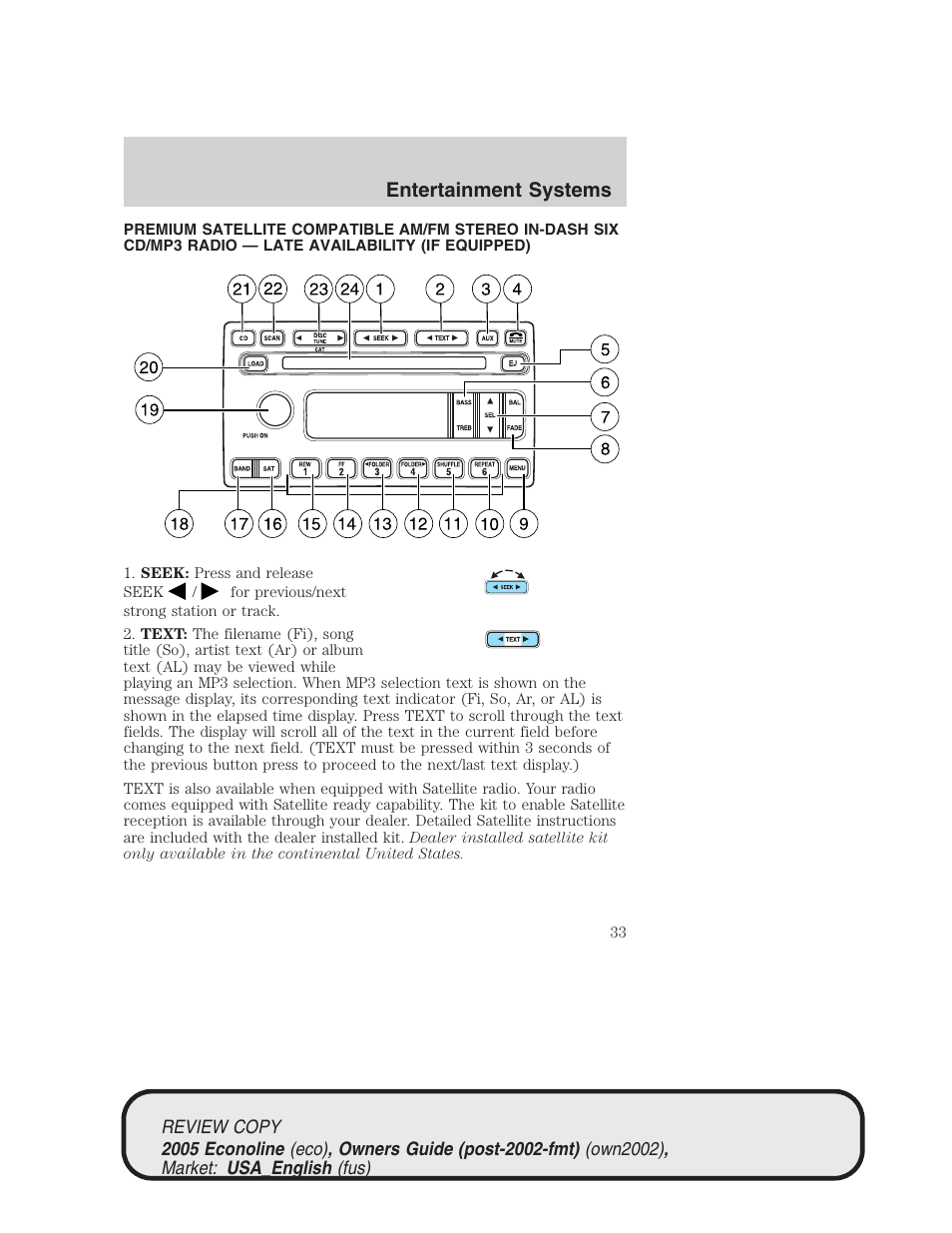 Entertainment systems | FORD 2005 E-450 v.1 User Manual | Page 33 / 248