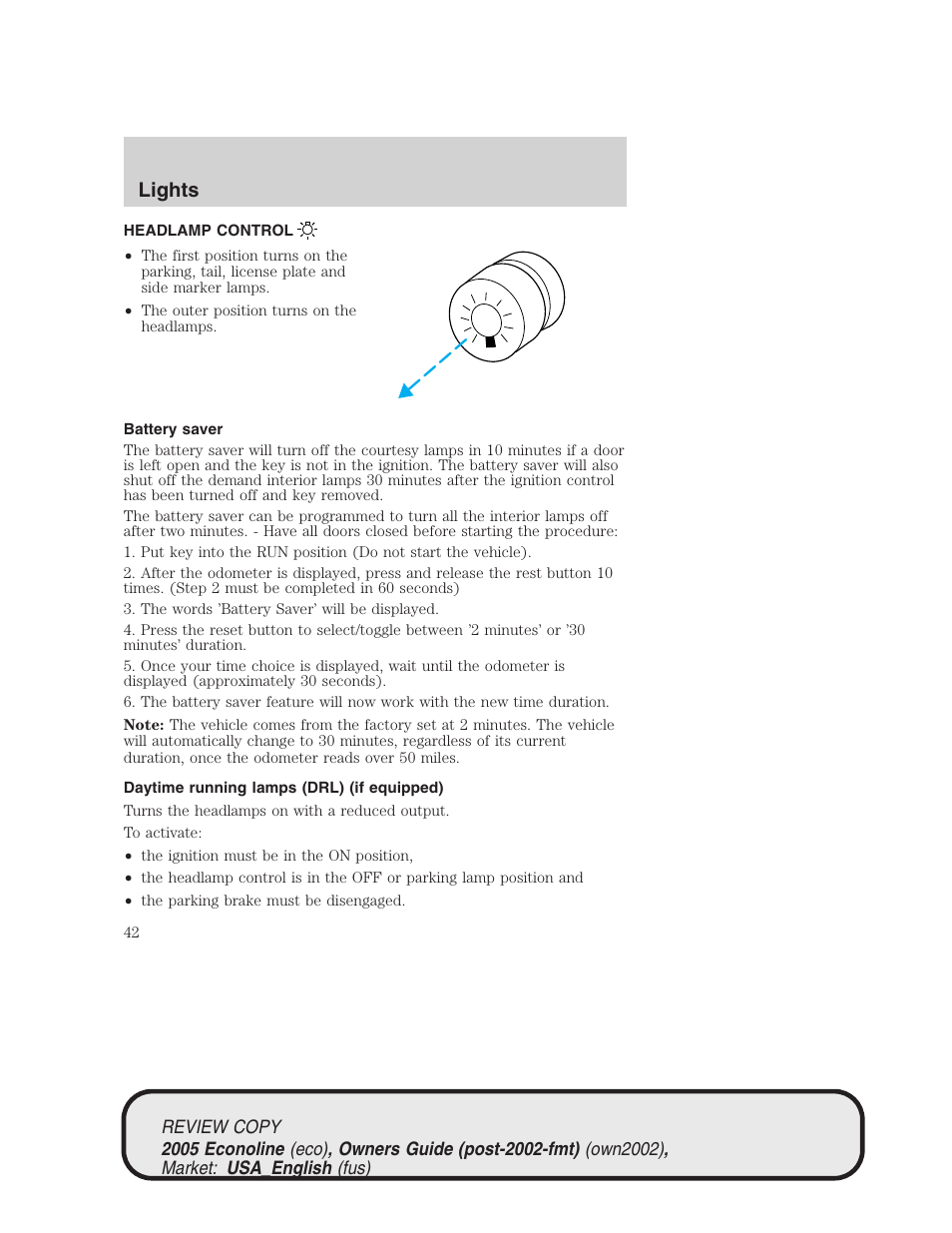 Lights | FORD 2005 E-450 v.1 User Manual | Page 42 / 248