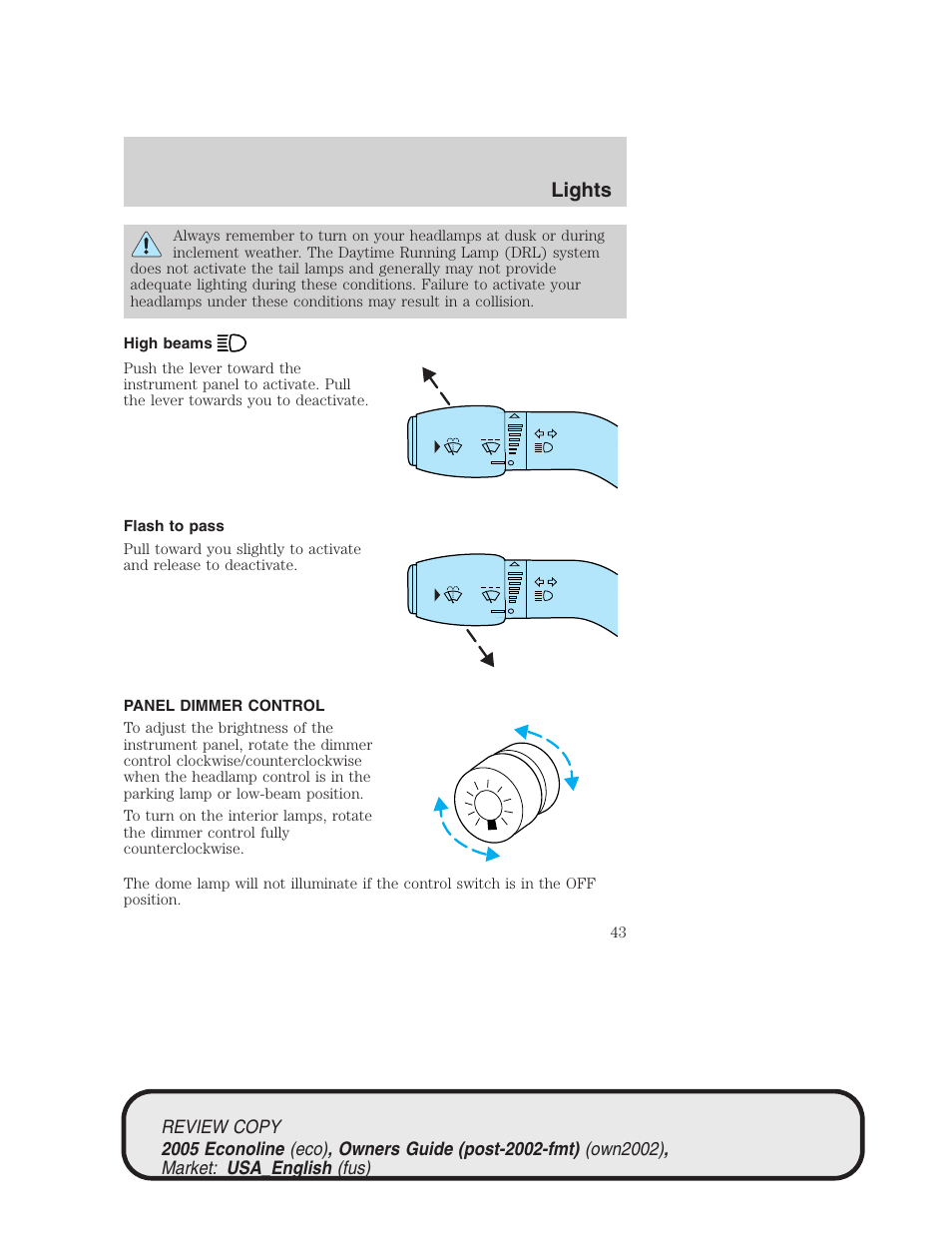 Lights | FORD 2005 E-450 v.1 User Manual | Page 43 / 248
